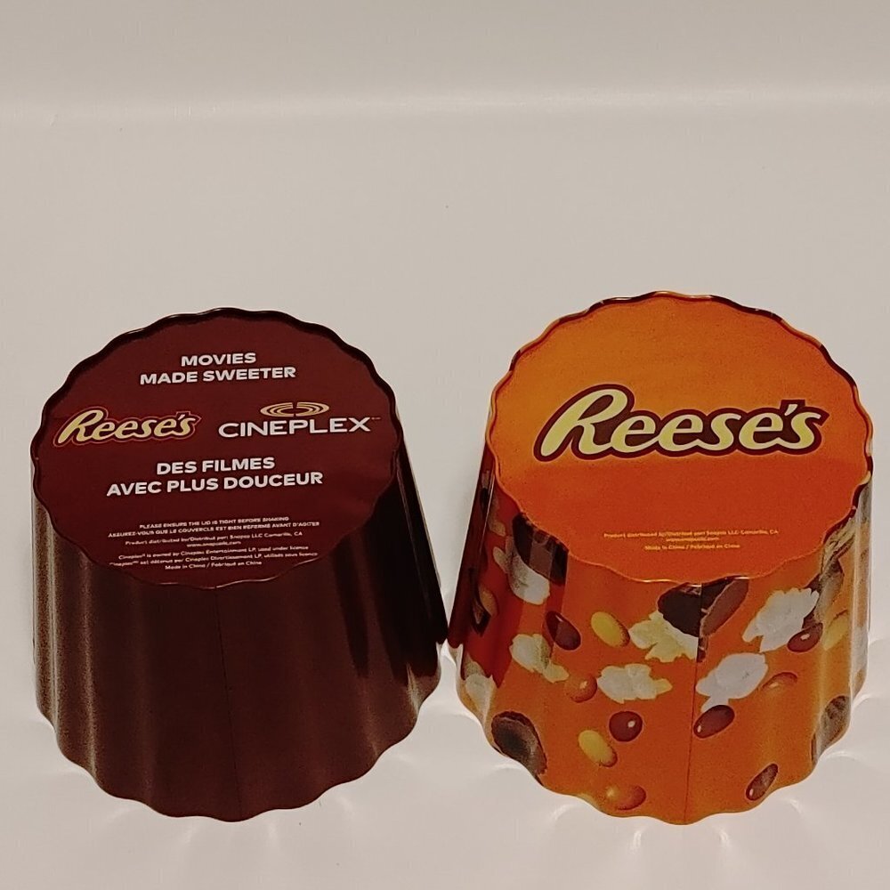 Reese's Pieces Buttercup Popcorn Bucket Cineplex Movie Buckets x2 PAIR